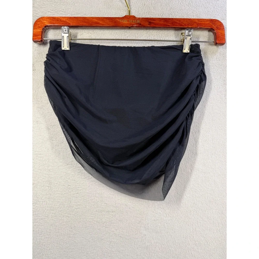 Cupshe Bikini Bottom Women S Black Mesh Overlay Ruched Skirted Swim Separate